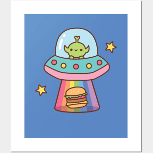 Alien Abducts Burger Funny Posters and Art